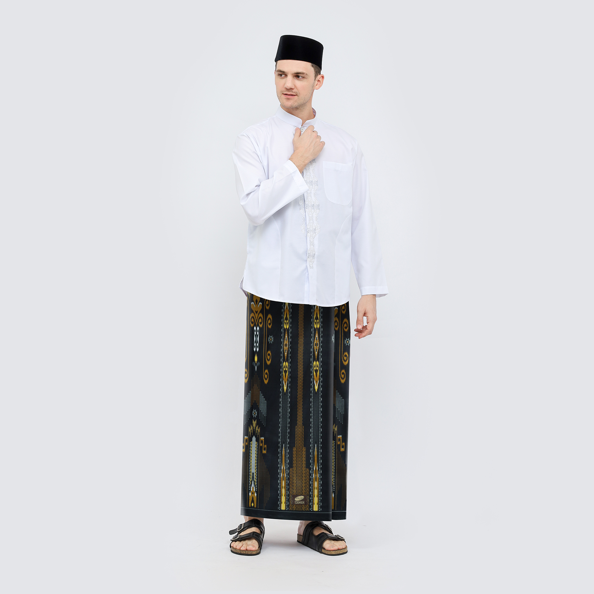 Sarung ATLAS Idaman 555 Kembang Motif BHS A5 GSH Hitam Kuning