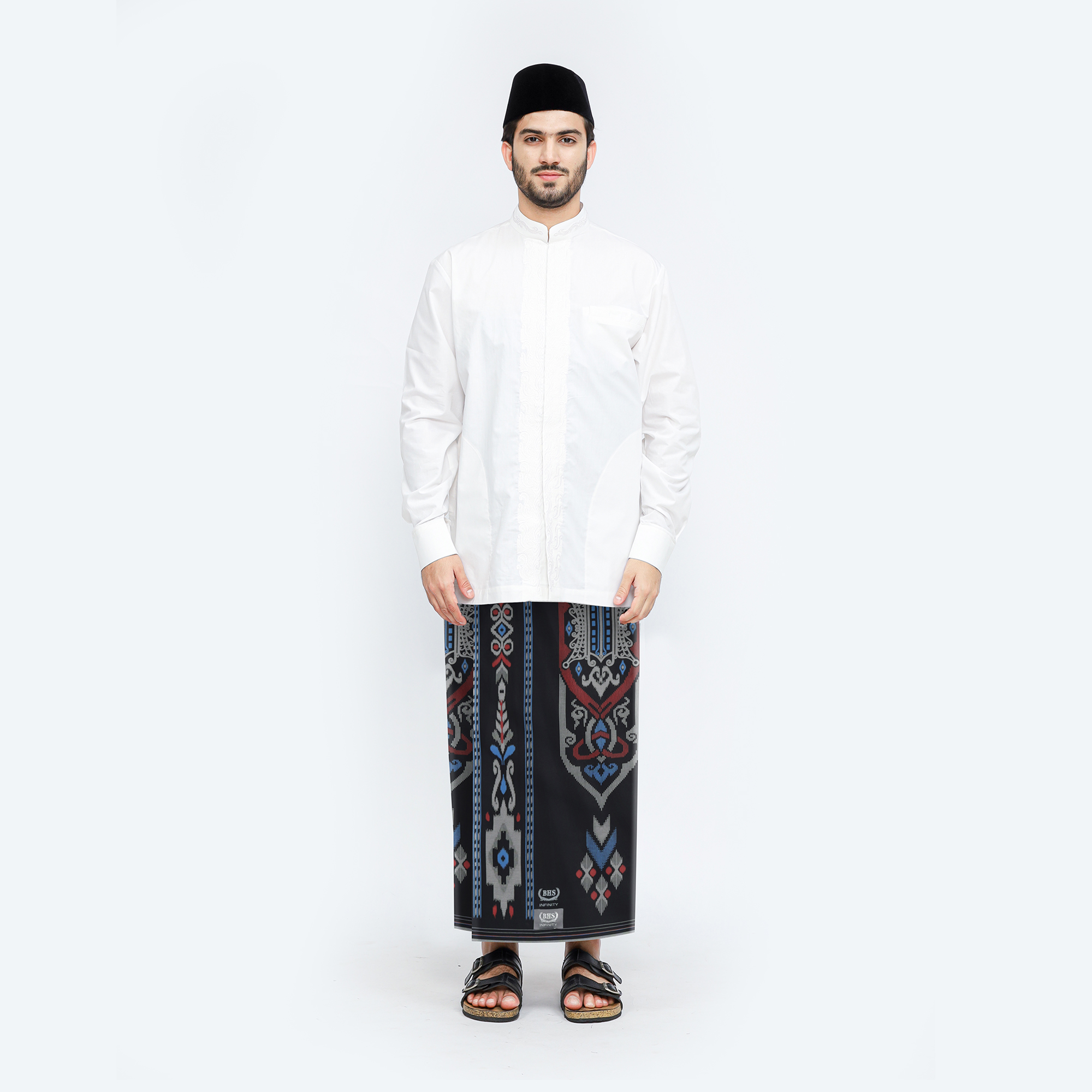 Sarung BHS Infinity Silver Motif V32 EKB Hitam Merah
