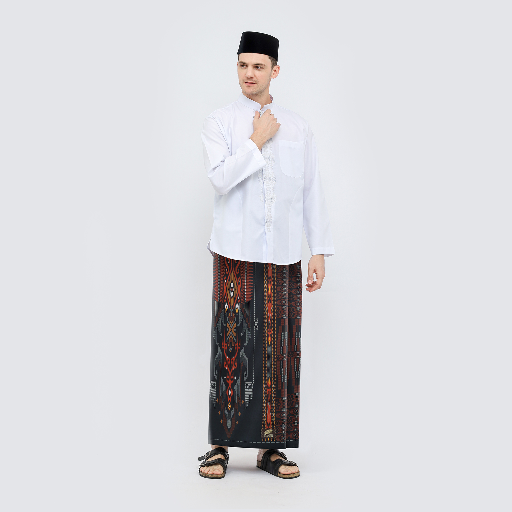 Sarung ATLAS Idaman 555 Harmoni Motif BHS MSB 01 Hitam Orange
