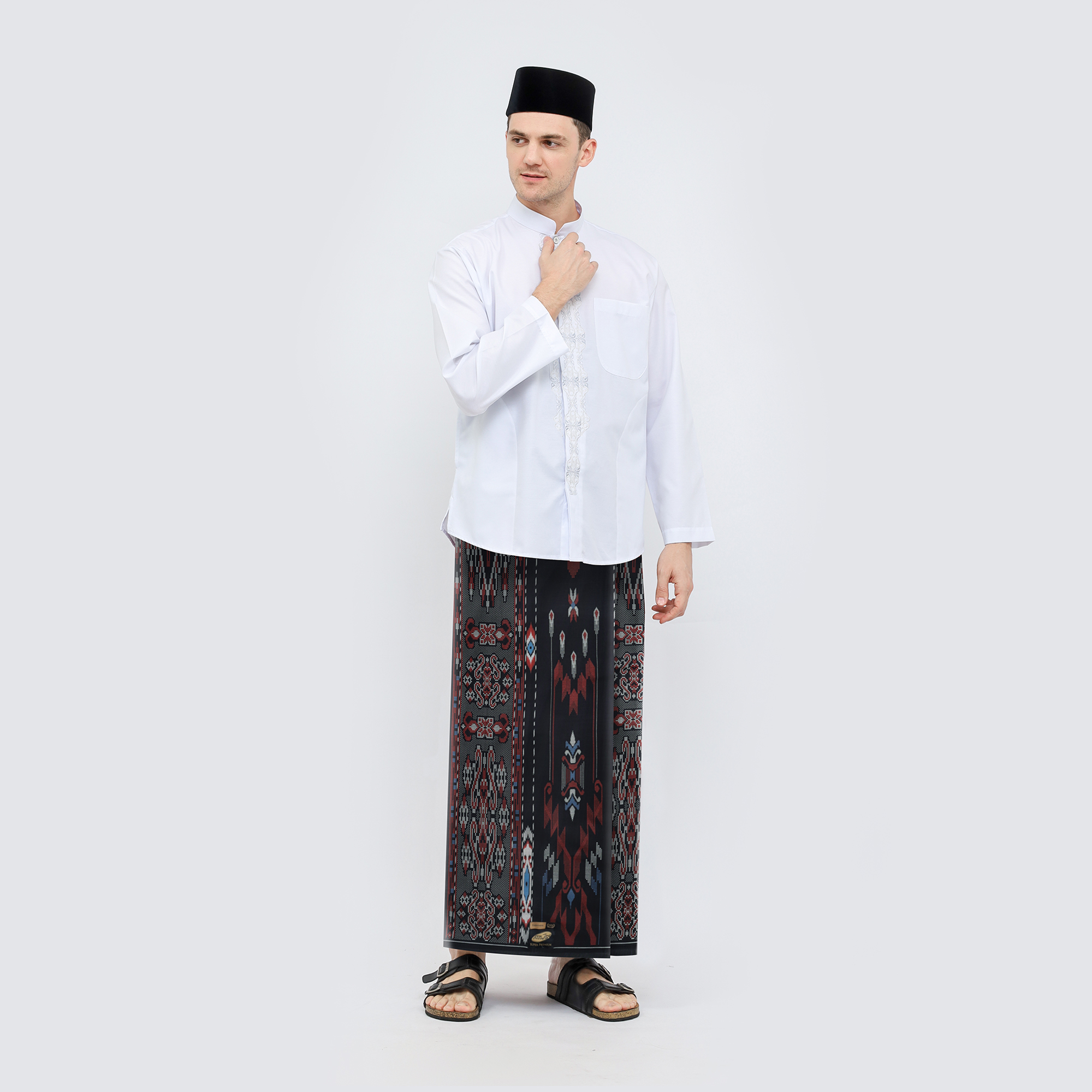 Sarung ATLAS Super Premium 920 Motif KJB Hitam Merah 02