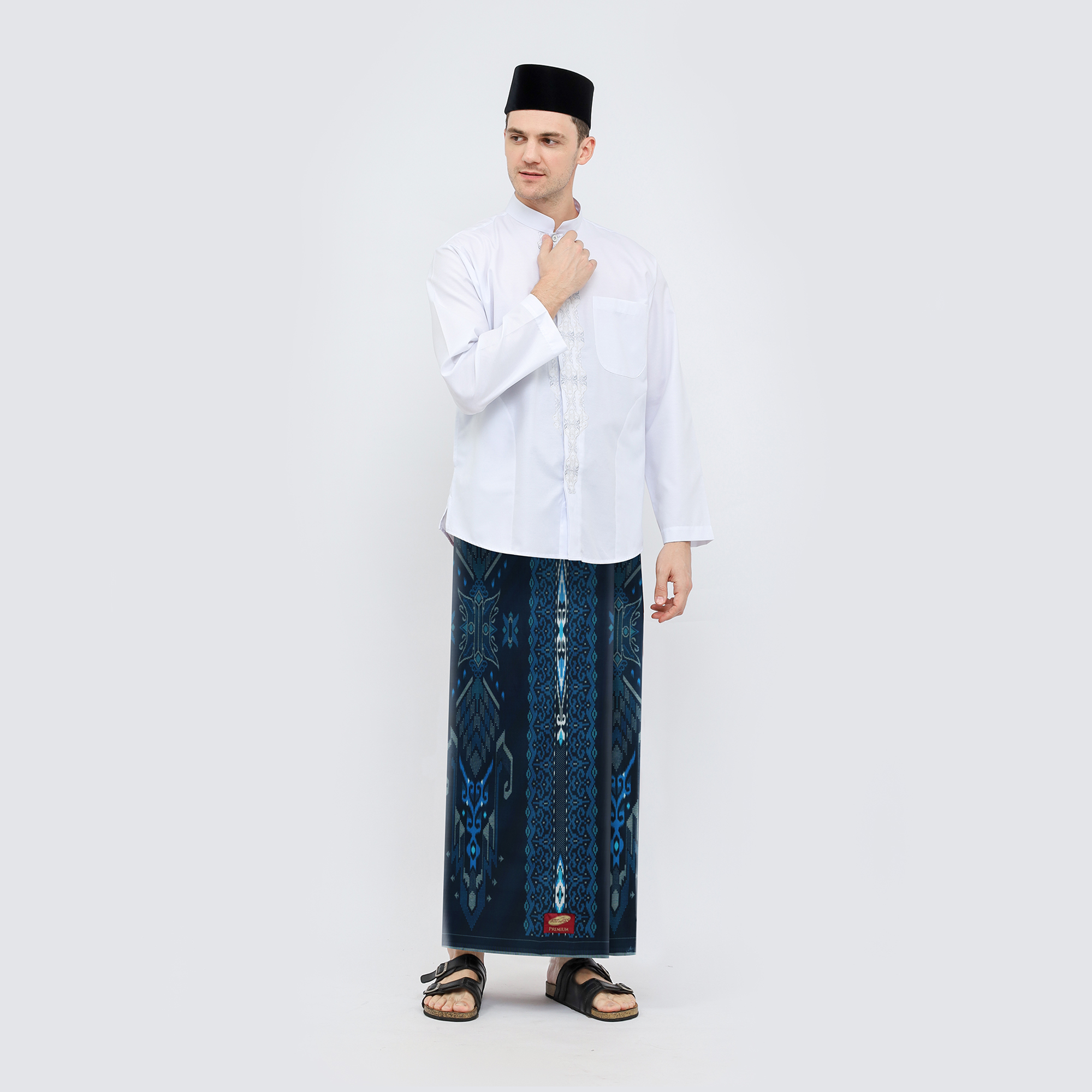 Sarung ATLAS Premium 735 Kembang Warna Navy