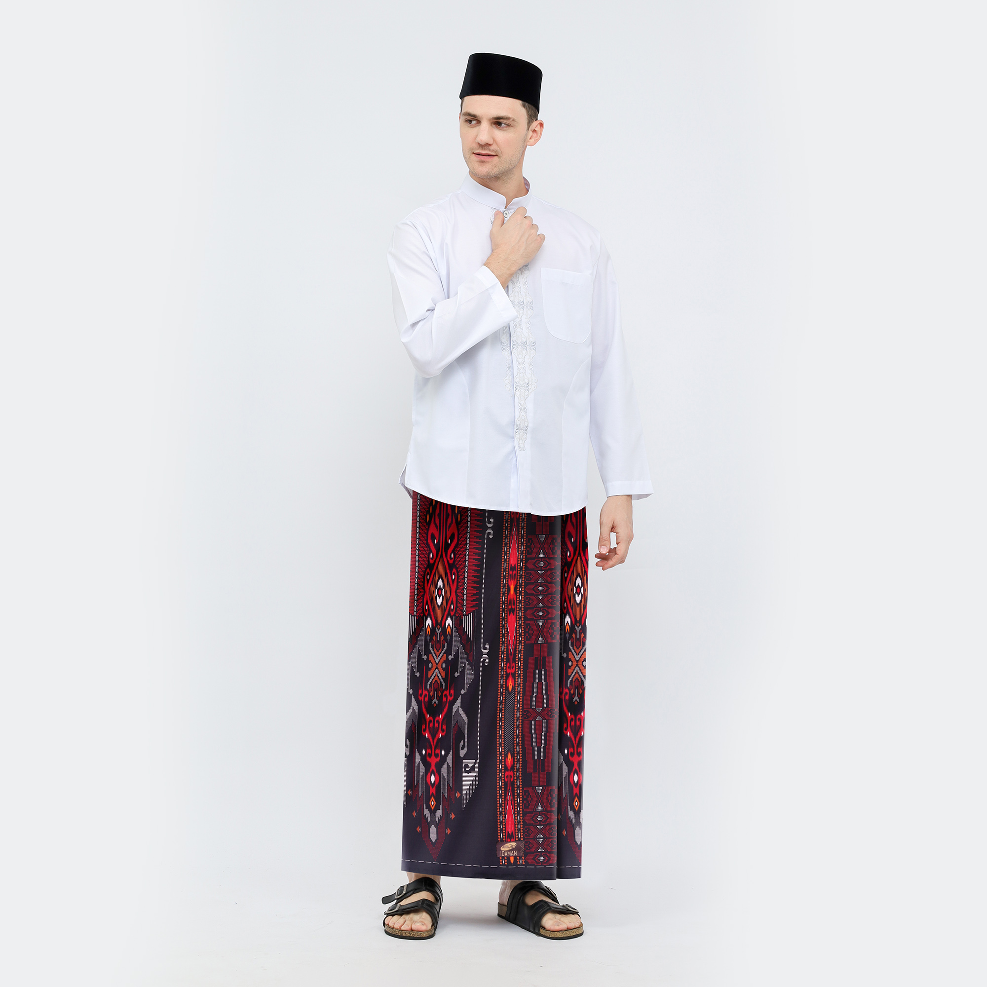 Sarung ATLAS Idaman 555 Harmoni Motif BHS MSB 01 Hitam Merah 01