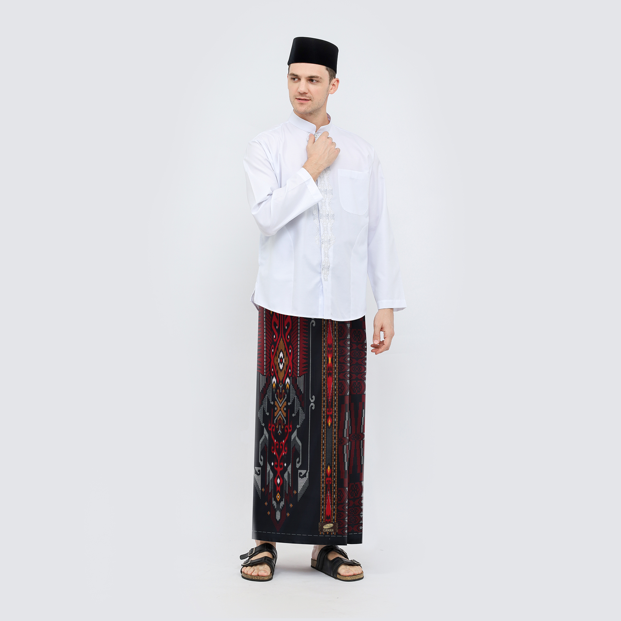 Sarung ATLAS Idaman 555 Harmoni Motif BHS MSB 01 Hitam Merah 02