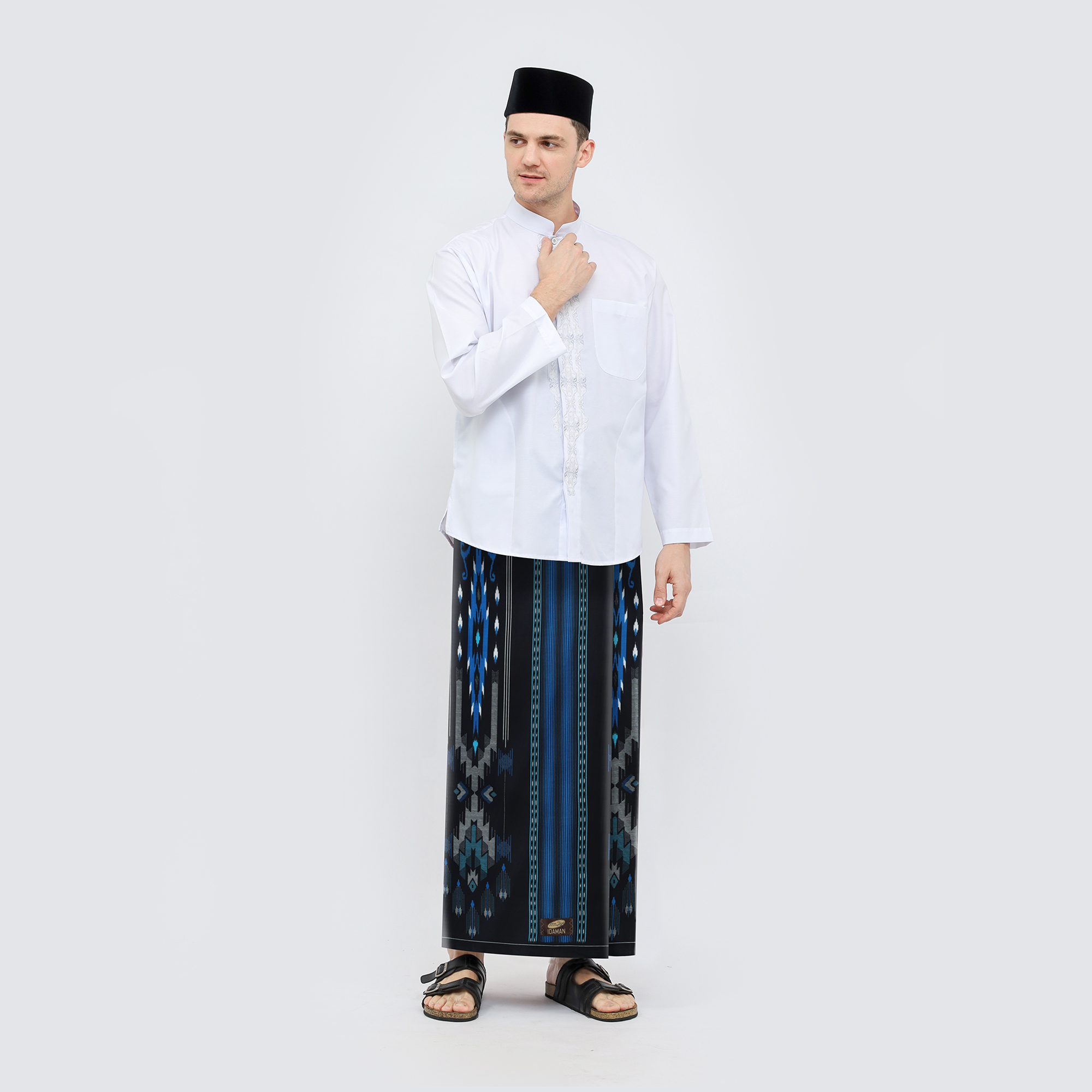 Sarung ATLAS Idaman 555 Kembang Motif BHS A5 GSG Hitam Biru