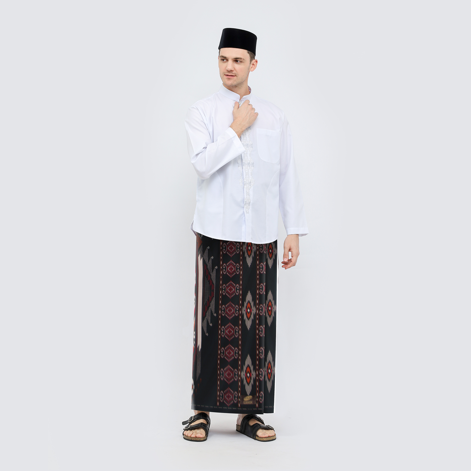 Sarung ATLAS Idaman 555 Harmoni Motif BHS MSA 01 Hitam Merah 01