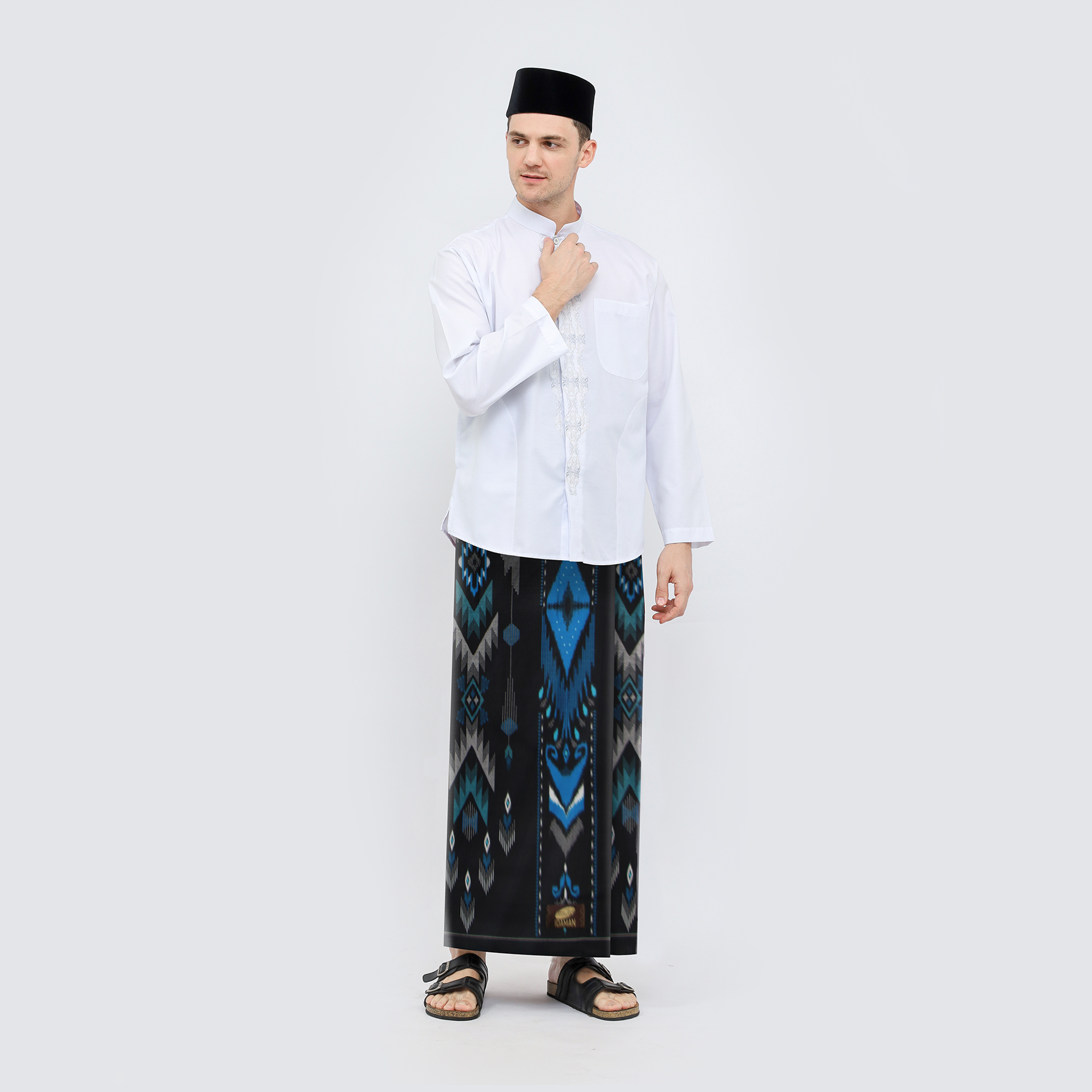 Sarung ATLAS Idaman 555 Kembang Motif BHS A5 GSI Hitam Biru 02