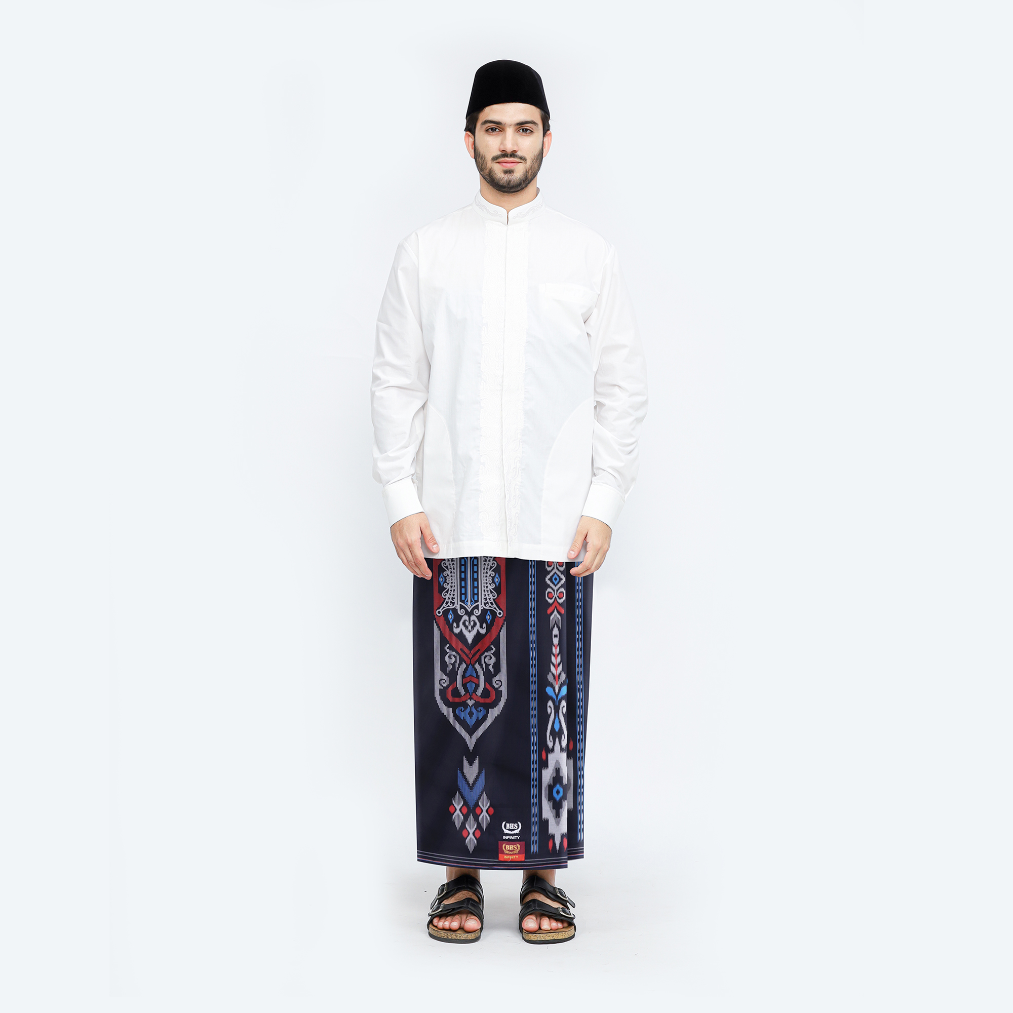 Sarung BHS Infinity Gold Motif V32 EKB Hitam Merah 01